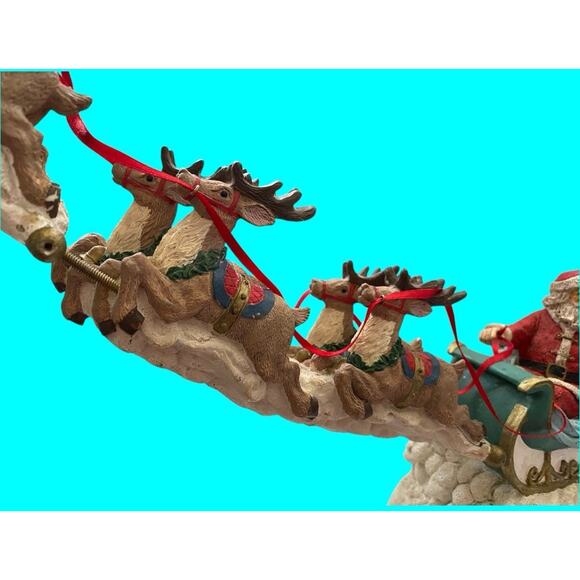 Vtg Jaimy Christmas Santa Sleigh 8 Flying Reindeer Figurine Sculpture 16” T - Picture 7 of 16